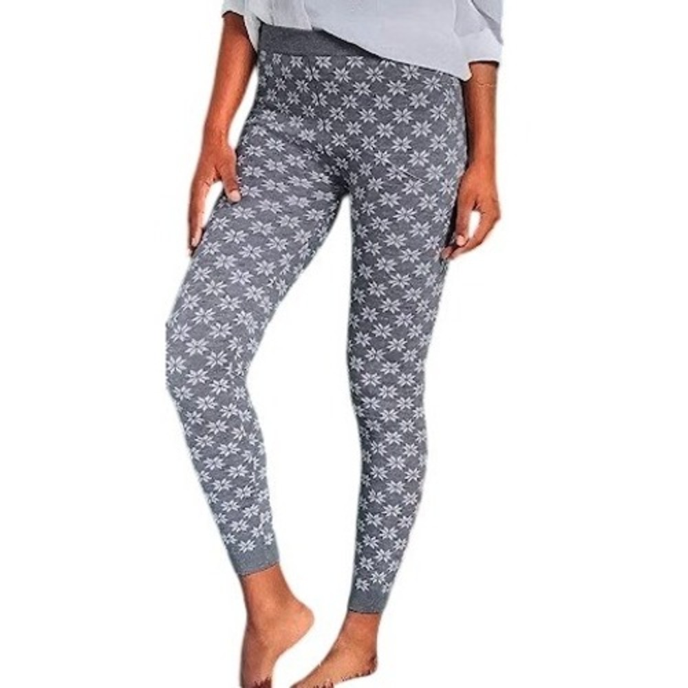 Esmara Womens Grey Snowflake Holiday Leggings Viscose Blend‎ Size L 12/14 New